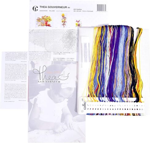 Thea Gouverneur - Counted Cross Stitch Kit - Pansies - Aida Black - 18 Count - for Adults - 435.05 in Kuwait