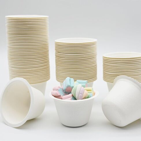 [50 Count] Ice Cream Cups Disposable: Natural 6.5 OZ Small Paper Cup, Eco-Friendly Dessert Containers for Food Servings in Saudi Arabia