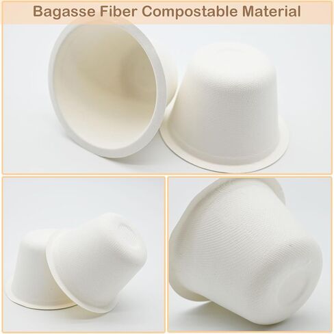 [50 Count] Ice Cream Cups Disposable: Natural 6.5 OZ Small Paper Cup, Eco-Friendly Dessert Containers for Food Servings in Saudi Arabia