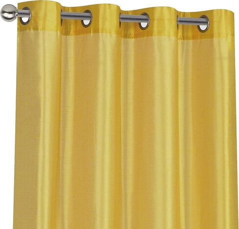 مجموعة ستائر Regal Home Collections مكونة من قطعتين من الستائر المصنوعة من الحرير الصناعي شبه شفافة - ألوان متنوعة (أصفر) in Saudi Arabia