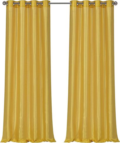 مجموعة ستائر Regal Home Collections مكونة من قطعتين من الستائر المصنوعة من الحرير الصناعي شبه شفافة - ألوان متنوعة (أصفر) in Saudi Arabia
