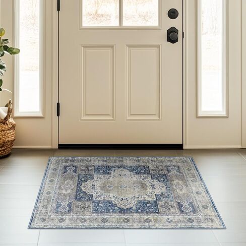 8x10 Area Rugs Washable Rug Low Pile 8x10 Rug No Shedding Carpet Non Slip 8x10 Rugs for Living Room Bedroom Dinning Room Kitchen Entrance Indoor-Green/Teal/Multi in Saudi Arabia