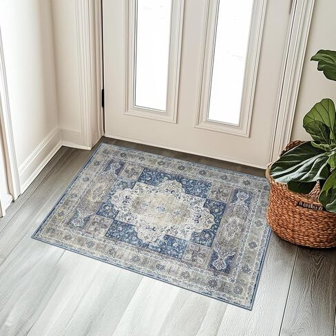 8x10 Area Rugs Washable Rug Low Pile 8x10 Rug No Shedding Carpet Non Slip 8x10 Rugs for Living Room Bedroom Dinning Room Kitchen Entrance Indoor-Green/Teal/Multi in Saudi Arabia