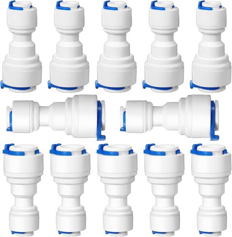 12 قطعة 1/4 بوصة إلى 3/8 بوصة OD موصل سريع خط المياه محول تركيبات موصل سريع البلاستيك موصل دفع مستقيم سريع لمرشحات تنقية أنظمة المياه in Kuwait