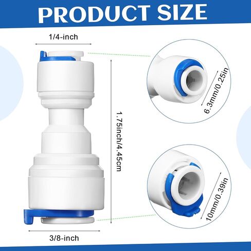 12 قطعة 1/4 بوصة إلى 3/8 بوصة OD موصل سريع خط المياه محول تركيبات موصل سريع البلاستيك موصل دفع مستقيم سريع لمرشحات تنقية أنظمة المياه in Kuwait