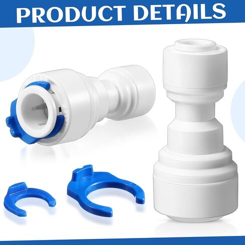 12 قطعة 1/4 بوصة إلى 3/8 بوصة OD موصل سريع خط المياه محول تركيبات موصل سريع البلاستيك موصل دفع مستقيم سريع لمرشحات تنقية أنظمة المياه in Kuwait