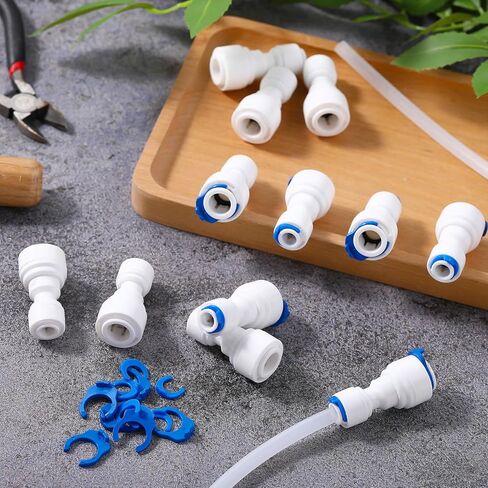 12 قطعة 1/4 بوصة إلى 3/8 بوصة OD موصل سريع خط المياه محول تركيبات موصل سريع البلاستيك موصل دفع مستقيم سريع لمرشحات تنقية أنظمة المياه in Kuwait