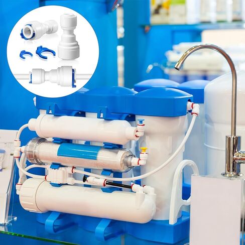 12 قطعة 1/4 بوصة إلى 3/8 بوصة OD موصل سريع خط المياه محول تركيبات موصل سريع البلاستيك موصل دفع مستقيم سريع لمرشحات تنقية أنظمة المياه in Kuwait