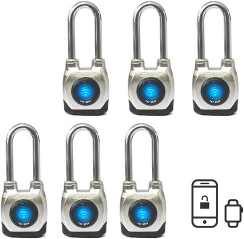 eGeeTouch 4th GEN. Smart Padlock, Weatherproof, Rugged Design for Commercial use, Bluetooth c/w NFC Fob (Long Shackle) (2 Pack) in Saudi Arabia