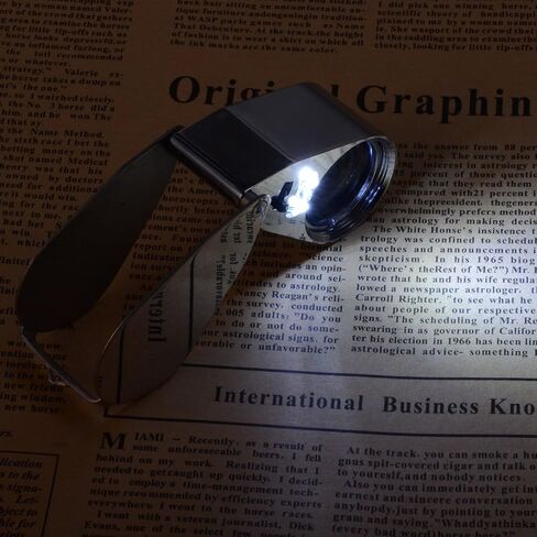 40X Full Metal Illuminated Jewelry Loop Magnifier,Delixike Pocket Folding Magnifying Glass Jewelers Eye Loupe with LED Light(LED Currency Detecting/Jewlers Identifying Type Lupe) in Kuwait