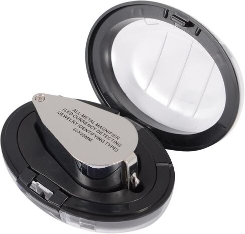 40X Full Metal Illuminated Jewelry Loop Magnifier,Delixike Pocket Folding Magnifying Glass Jewelers Eye Loupe with LED Light(LED Currency Detecting/Jewlers Identifying Type Lupe) in Kuwait