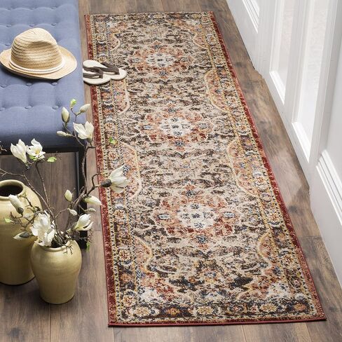 SAFAVIEH Bijar Collection 2'3" x 6' Brown / Rust BIJ648D Traditional Oriental Distressed Non-Shedding Living Room Entryway Foyer Hallway Bedroom Runner Rug in Saudi Arabia