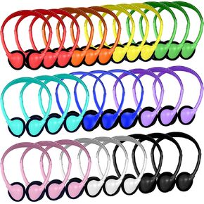 10 Pack Kids Headphones Bulk for School Classroom, Multi Color Wired Student Headsets, Adjustable On-Ear Earbuds for Chromebook Computer Lab Testing, 3.5mm Jack in Saudi Arabia