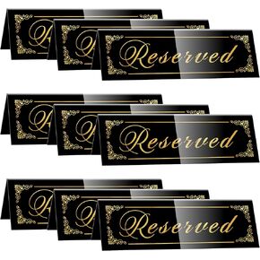 12PCS Reserved Table Signs, Rose Gold Reserved Signs for Wedding, Acrylic Double-side Reserved Seating Signs, Mirrored Guest Reservation Table Tent Sign for Birthday Party, Event, Restaurant