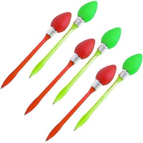 The Dreidel Company Light-UP Christmas Bulb Pen, Christmas Party Favor Accessory for Kids and Adults, 8.5" (6-Pack)