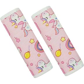 CUXFLS Baby Strap Cover for Children, 2 Pcs Infant Car Seat Belt Cover Pad, Baby Neck Pad Protector for Kids Newborn Infants Toddlers (Pink Flower)