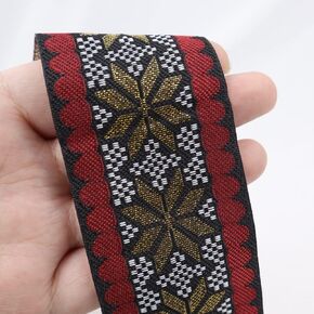 Jacquard Lace Ribbon Gold Embroidered Border Lace Trim by The Yard Crafting Sewing Costumer Embellishments 5 Yards
