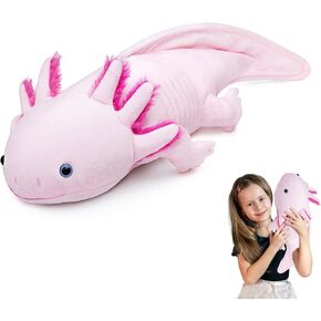 lilizzhoumax Lifelike Axolotl Plush Throw Pillow,Soft Pink Axolotl Stuffed Animal-18.8in,Cuddly Axolotl Plush Toy,Plush Pillow,Axolotl Gifts,Gifts for Kids,Kawaii Stuff,Home Decor