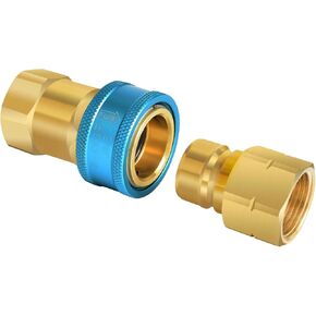 Quick Connect Hose Fitting & Quick Disconnect Fitting for 3/4" Gas Hose Connection, Double-ended Female NPT 3/4-inch, Sturdy Hose Quick Connect Fitting for Kitchen Equipment & Indoor, 100% Solid Brass