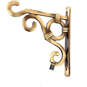 Ethnic Carved Brass Wall Lantern Diya Hanger Planter Hangers, Lanterns Wind Chimes Hanging Baskets Ornaments, Diya Hanger Brass (6 x 1 x 7 inch, Brown, Pack of 1)