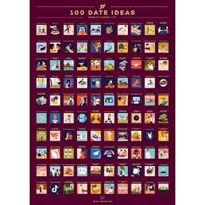 Enno Vatti 100 Dates Scratch Off Poster - Perfect Couple Gift with Fun Date Ideas - 6.5" x 23.4" - Lovely Engagement or Valentines Day Gift for Him or Her - Scratch and Discover New Possibilities