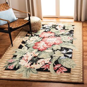 SAFAVIEH Chelsea Collection Accent Rug - 1'8" x 2'6", Black & Brown, Hand-Hooked French Country Wool, Ideal for High Traffic Areas in Entryway, Living Room, Bedroom (HK301A)