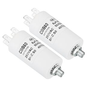 PATIKIL 12uf CBB60 Run Capacitor,2Pcs AC 250V 4 Pins 50/60Hz Cylinder Bottom with M8 Screw for Washing Machine,Cleaning Machine Pump Motor Star