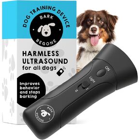 NEW 2023 Bark Begone Rechargeable Dog Trainer - Anti Barking Dog Device - New and Improved Ultrasonic Emitter - Bark Collar Alternative - Dog Bark Deterrent Device - Long Range - Correct Poor Behavior