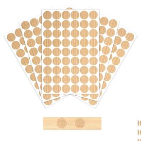 Adhesive Screw Stickers Screw Hole Covers Hole Stickers (Maple), 270PCS Pvc Cover Caps Screw Covers Caps Dustproof Adhesive Wood Grain Stickers for Wall Cabinets Desk Screws Wooden Furniture Repairing