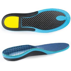 Carbon fiber shock-absorbing insole with arch support is suitable for basketball, running, cycling, outdoor hiking and other daily sports. (Blue, M：9.5/10丨W：10.5/11（290mm）)