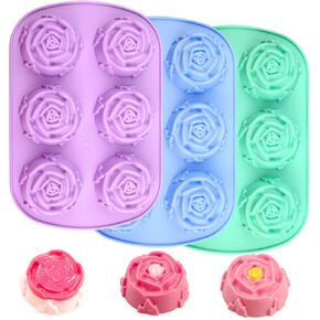 2 Pack Silicone Soap Molds, 6 Cavities Different Flower Shapes Silicone Mold, Perfect Making for Soap, Lotion Bar, Bath Bombs