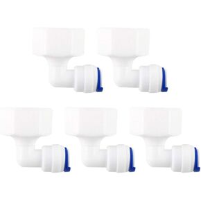 uxcell 1/2 Inch BSP Female to 1/4 Inch OD Elbow Quick Connect Water Purifiers Tube Fittings Push in to Connector Filter RO Tubing Connector for RO Reverse Osmosis System 5pcs