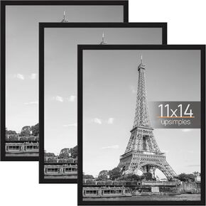 upsimples 18x24 Frame Natural 3 Pack, Poster Frames 18 x 24 for Horizontal or Vertical Wall Mounting, Scratch-Proof Wall Gallery Photo Frame