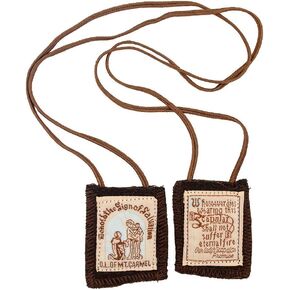 Venerare Catholic Holy Figure Saint Scapular | 100% Wool | Comes with Enrollment Papers (Wool Brown Scapular without Crucifix)