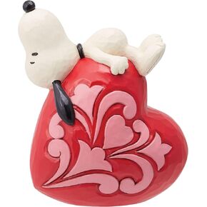 Enesco Peanuts by Jim Shore Snoopy Laying on Heart Figurine, 5.25 Inch, Multicolor
