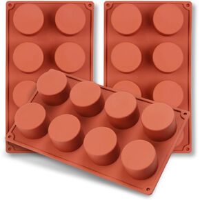 homEdge 6-Cavity Heart Silicone Mold, 3 Packs Heart Shape Molds for Making Handmade Soap, Chocolate, Soap Candles and Jelly-Brown