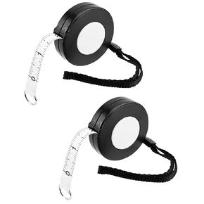 QWORK Black Retractable Tape Measure - 205cm / 80 inches Length, Ergonomic Design, Premium ABS Plastic, 2 Pack