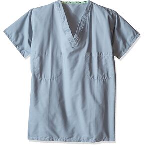 6795 Polyester/Cotton Unisex Set-in Sleeve Scrub Shirt with Bartacked V-Neck