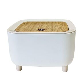 Mini Trash Can with Lid Countertop Small Desktop Garbage Cans Cute Tiny 0.5 Gallon, Office Trash Can with Lid, Bedroom Garbage Can with Push Button, White Square