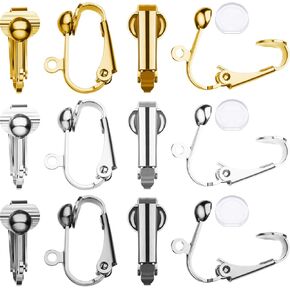 30 Sets Clip-on Earring Converters Non-Pierced Earring Components Findings Dangle Earring Clips with Easy Open Loop and Silicone Earring Pads for Daily Accessory