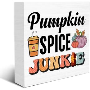 Fall Decor Sign Funny Pumpkin Wood Box Sign Autumn Pumpkin Wood Sign Block Decoration for Home Shelf Desk