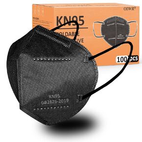 KN95 Face Mask 100 Pcs, Individually Wrapped, 5-Ply Breathable Black KN95 Masks Against PM2.5, Disposable Face Masks, Filter Efficiency≥95%