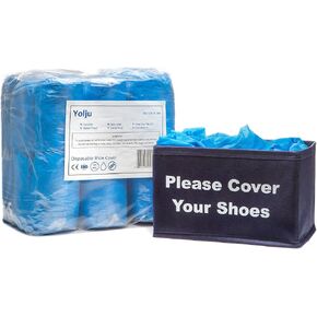 300 Pack Disposable Shoe Covers with a Bonus Small Storage Box | Waterproof, Durable CPE Material