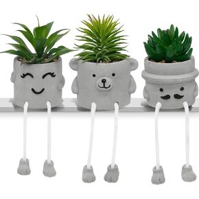 Small Fake Plants for Shelf - Mini Succulent Plants - Small Artificial Plants for Shelf Decor - Desk Plants for Office - Small Faux Plant - Cute Fake Plants for Home Office or Class (5)