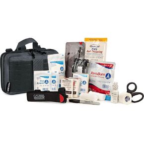 Scherber Vehicle IFAK Emergency Trauma Kit | 25+ Medical Supplies & Equipment, NAR Tourniquet & CPR Mask | Fully Stocked Rip Away Molle Pouch for Car, Home & Professional First Aid | Basic, Black