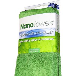 Nano Towels Cleaning Cloths - Cleans with Only Water - Wipes Away Dust, Spills & Grime Instantly Without Chemicals Paper Or Microfiber Supplies. Kitchen, Bathroom, Glass 14x14" 4-Pack Green