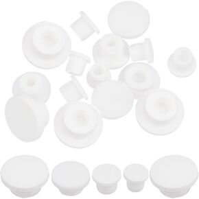 GORGECRAFT 20PCS 5 Sizes White Silicone Stopper for Salt and Pepper Shakers 10mm/ 12mm/ 14.5mm/24mm/19.5mm Replacement Insert Hole Plug Tube Seal Plug End Covers for Bottles Pipes Flower Pots