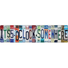 Bar Signs For Home Bar Decor Its 5 O'Clock Somewhere Sign Vintage Metal Wall Decor Sign Outdoor Bar Accessories for Home Bar Bathroom Bedroom Garage It'S Five O'Clock 4x16in