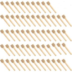 100 Pack Mini 3 Inch Portable Wooden Honey Dipper Sticks for Honey Jar Dispense Drizzle Honey, Wedding Party Favors