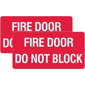 2 Pcs Fire Door Do Not Block Signs - Self Adhesive Vinyl Stickers (20 cm x 10 cm)